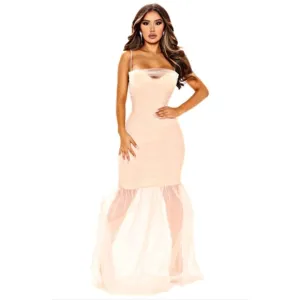 🆕️🆑️ NOVA LUXE Sweetheart Party Dress | Blush Color Bodycon Padded Cups Maxi S