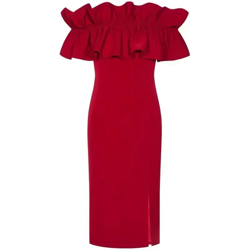 - Off The Shoulder Red Dress   GEU1230