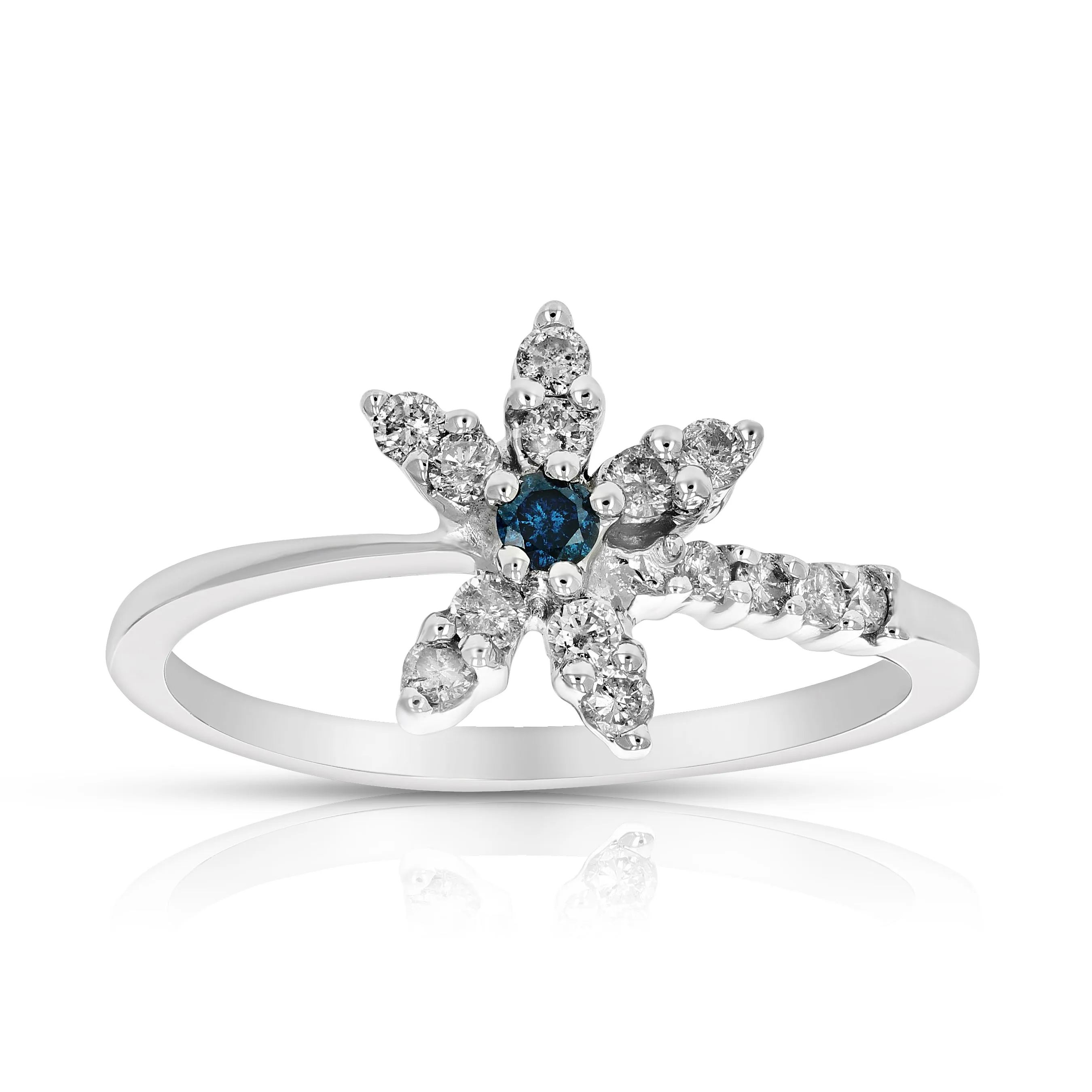 0.35 cttw Flower Diamond Statement Ring in 10K White Gold