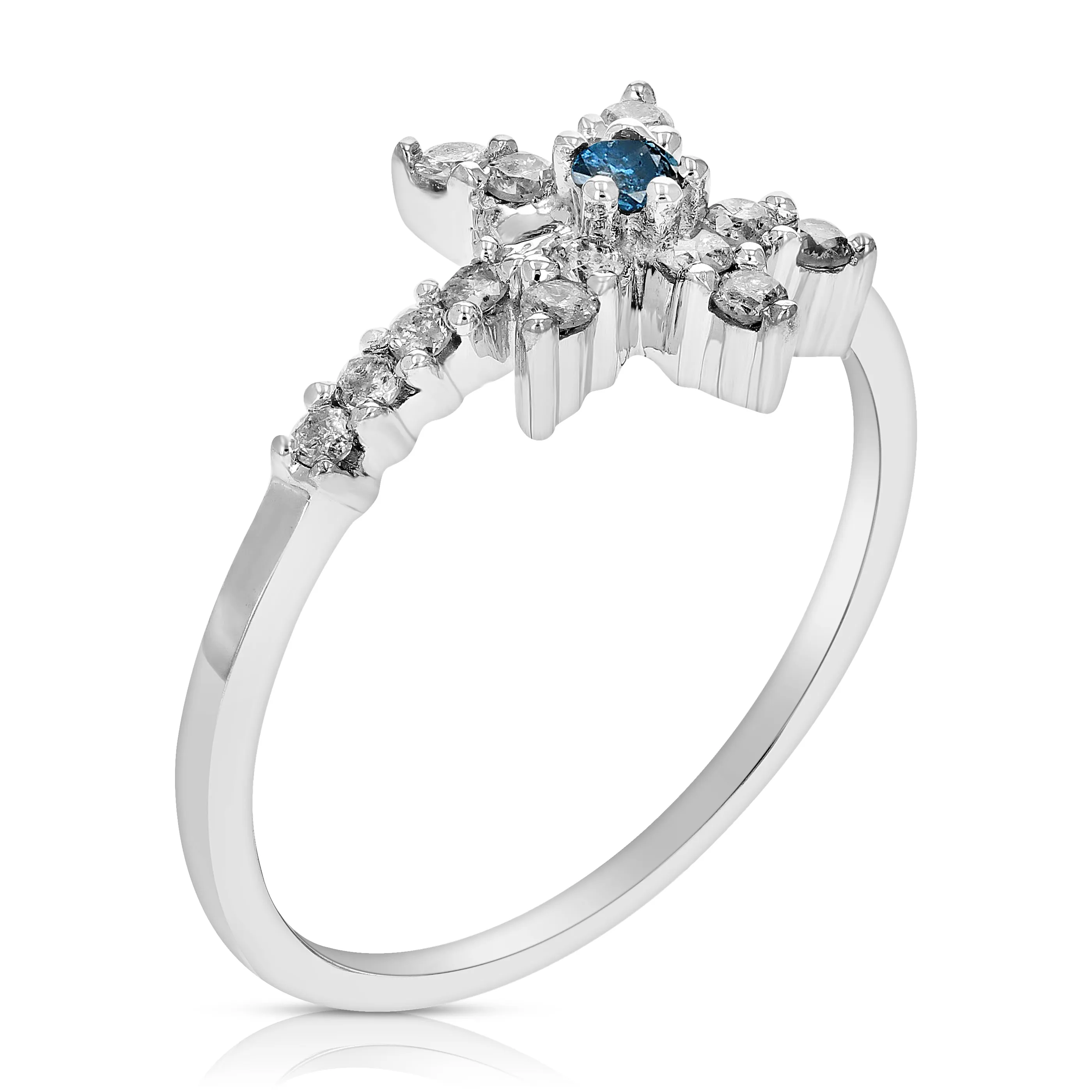 0.35 cttw Flower Diamond Statement Ring in 10K White Gold