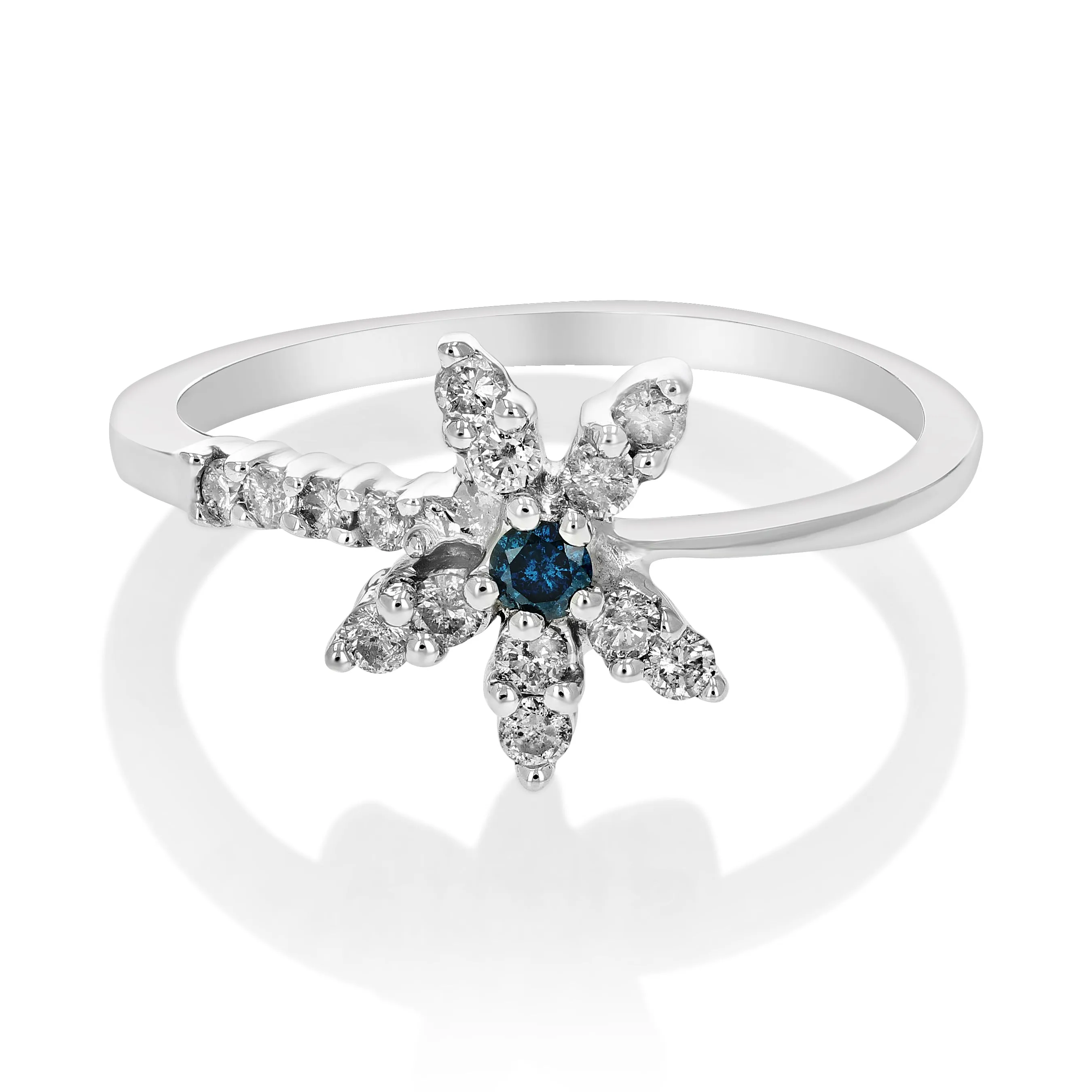 0.35 cttw Flower Diamond Statement Ring in 10K White Gold