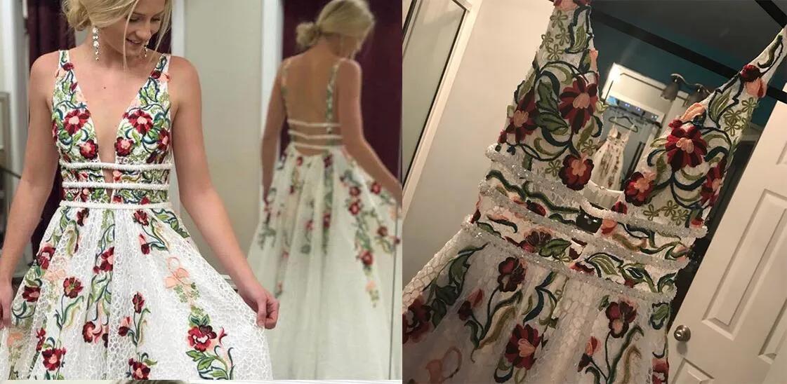 2020 Colorful Embroidery Lace Wedding Gown Floor-Length