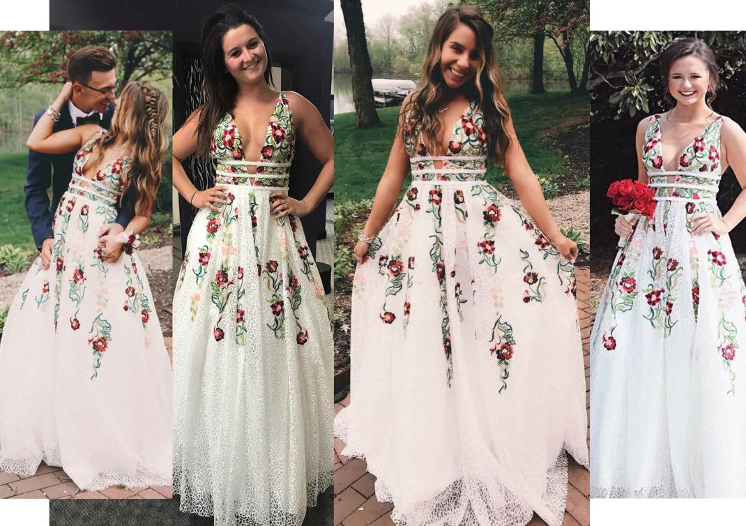 2020 Colorful Embroidery Lace Wedding Gown Floor-Length