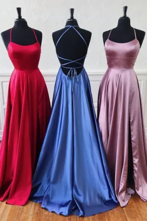 Actual Image Simple Long Prom Dresses Lace-up Back