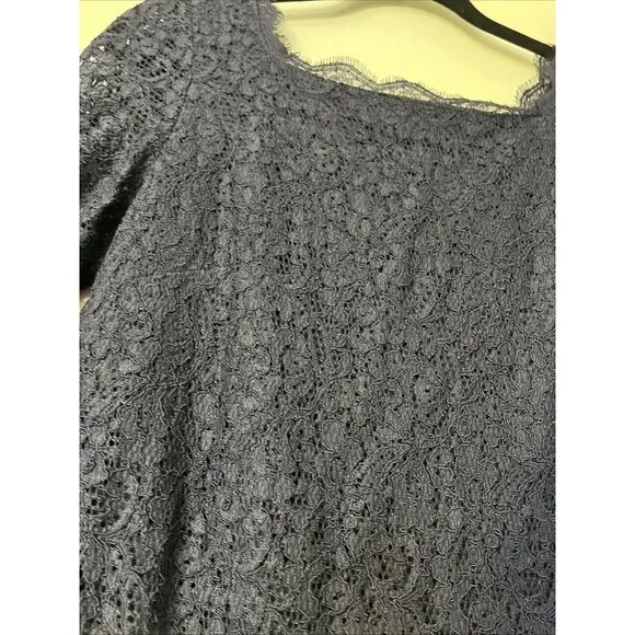 ADRIANNA PAPELL E Live From the Red Carpet Womens Sz 44 Navy Lace Dress