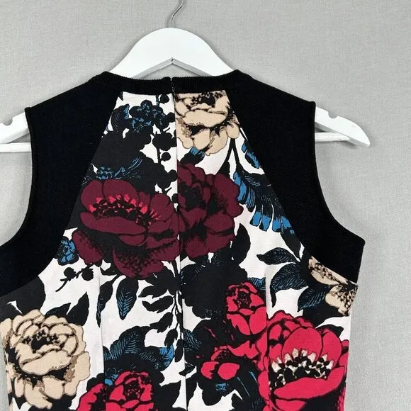 Adrianna Papell Womens Dress 4 Petite Black Floral Sheath Cocktail Office Work