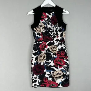 Adrianna Papell Womens Dress 4 Petite Black Floral Sheath Cocktail Office Work