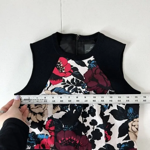 Adrianna Papell Womens Dress 4 Petite Black Floral Sheath Cocktail Office Work