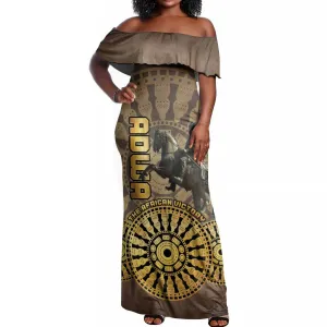 Adwa Victory Day Off Shoulder Maxi Dress Adwa Battle Shield - Vintage Style LT15