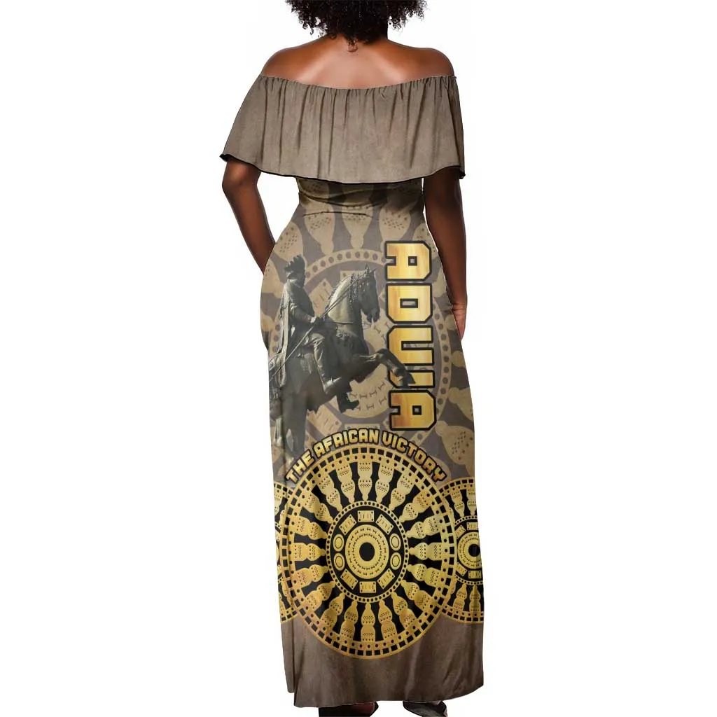 Adwa Victory Day Off Shoulder Maxi Dress Adwa Battle Shield - Vintage Style LT15