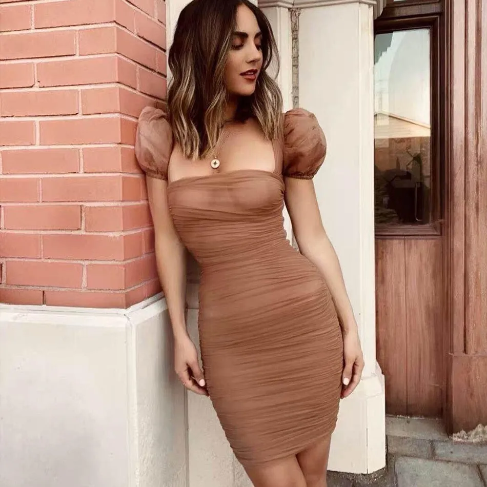 Adyce 2020 Neu Kommen Sommer Frauen Promi Abend Party Kleider Vestidos Sexy Khaki Kurzarm Liebsten Bodycon Club Kleid