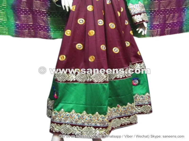 Afghan Bridal Gown – Burgundy & Green