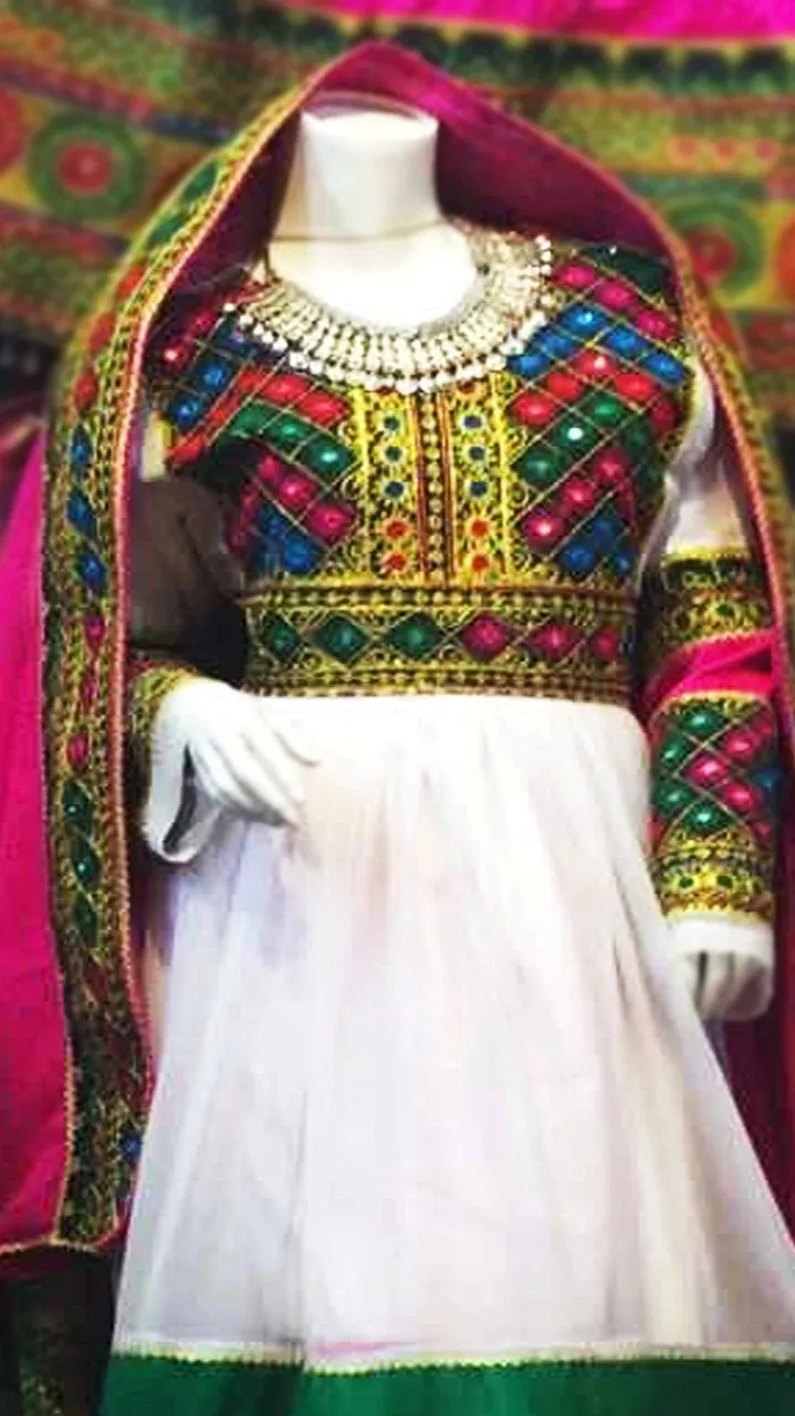Afghan Clothes In White Color Asian Wedding Dresses
