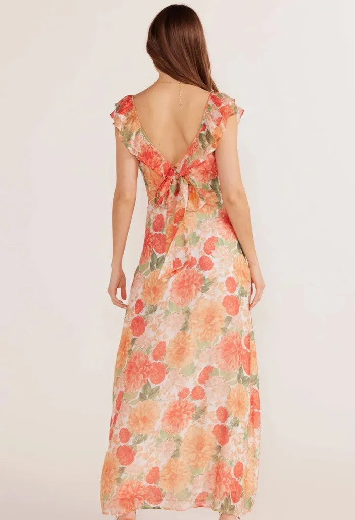 Aida Frill Maxi Dress-Apricot Floral
