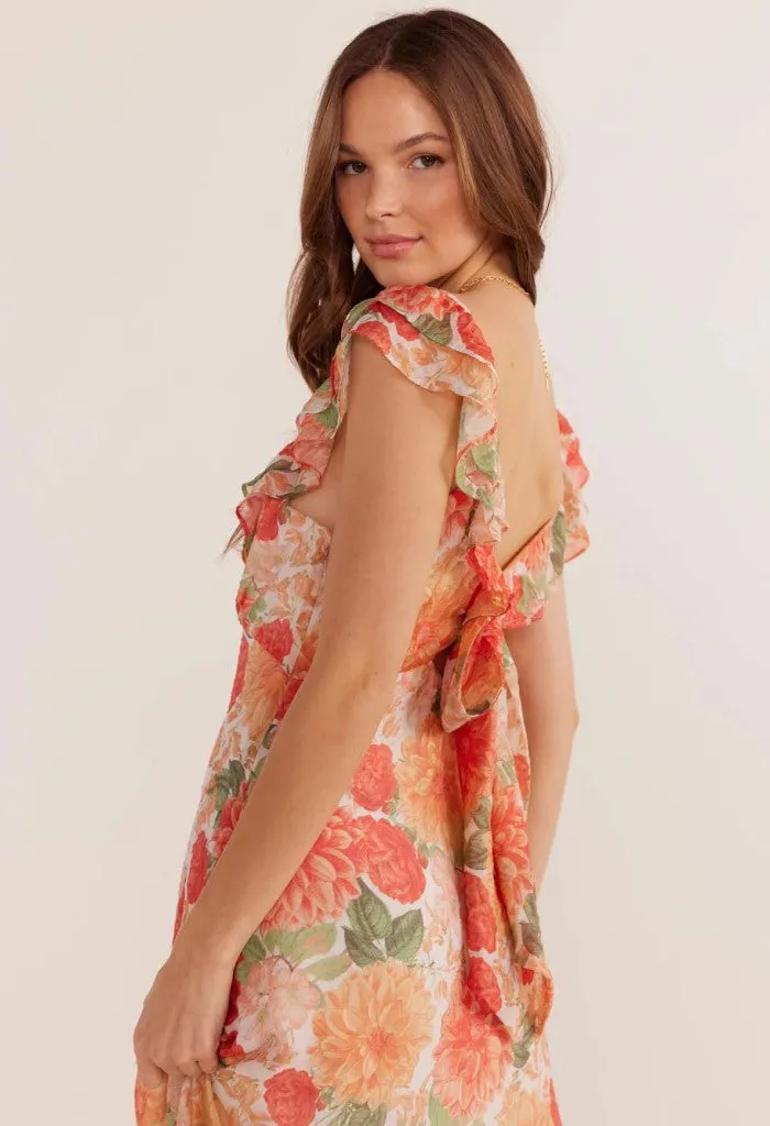Aida Frill Maxi Dress-Apricot Floral