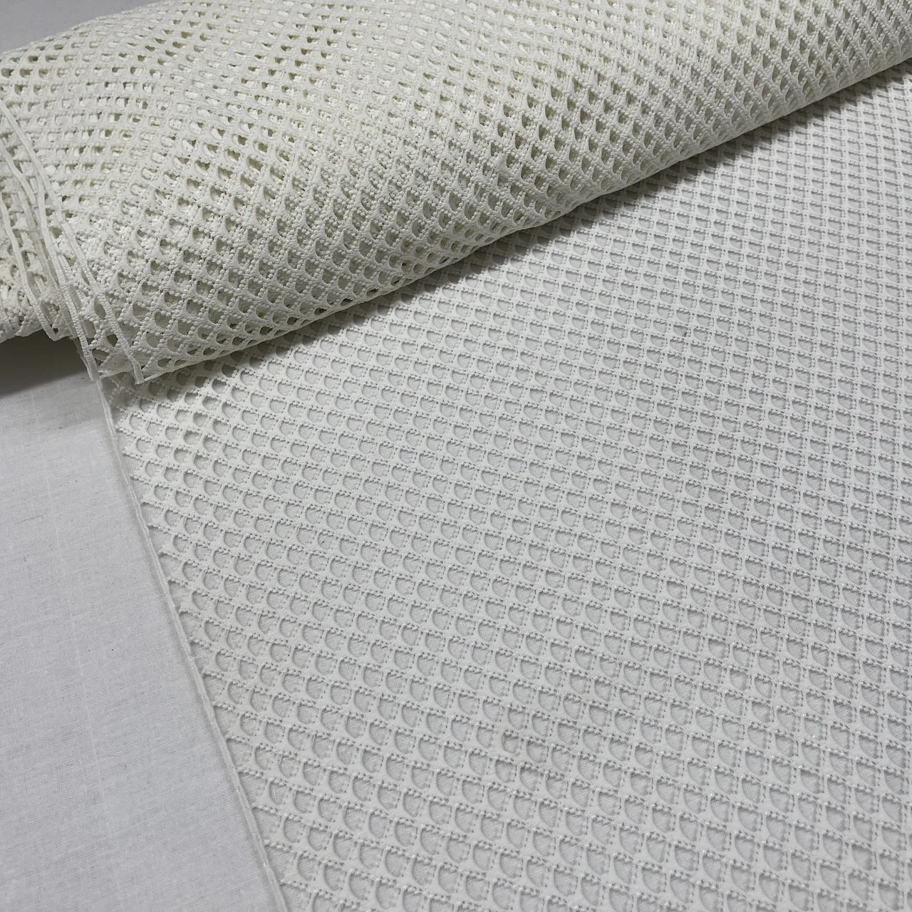 Alencon Burnout Guipure French Venice Lace Fabric, Cream