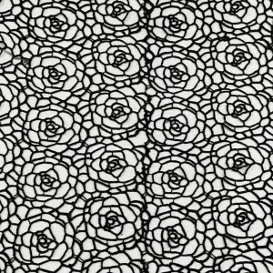 All Over Rose Guipure French Venice Lace Fabric, Black