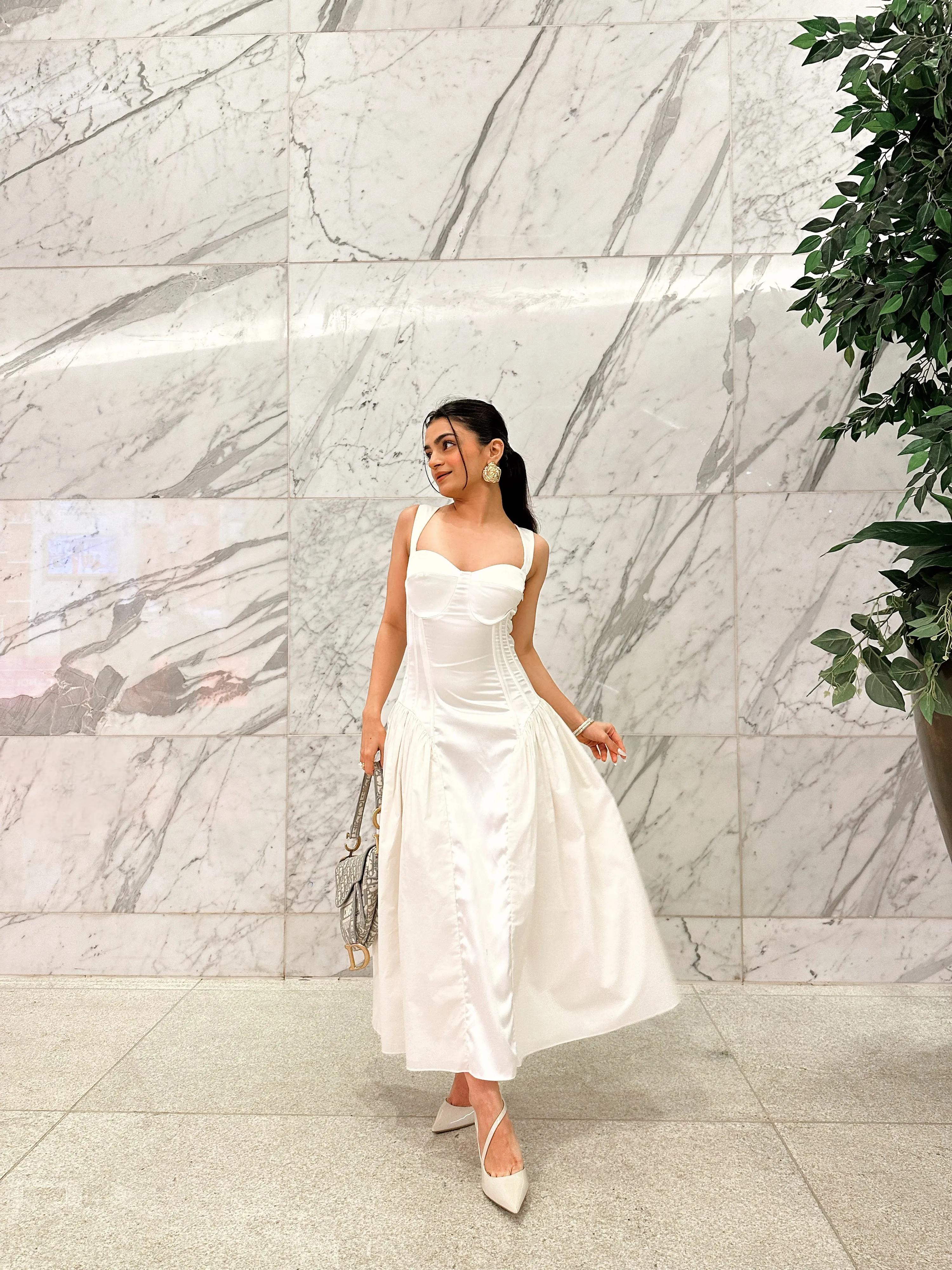 Alter notice - white satin corset dress
