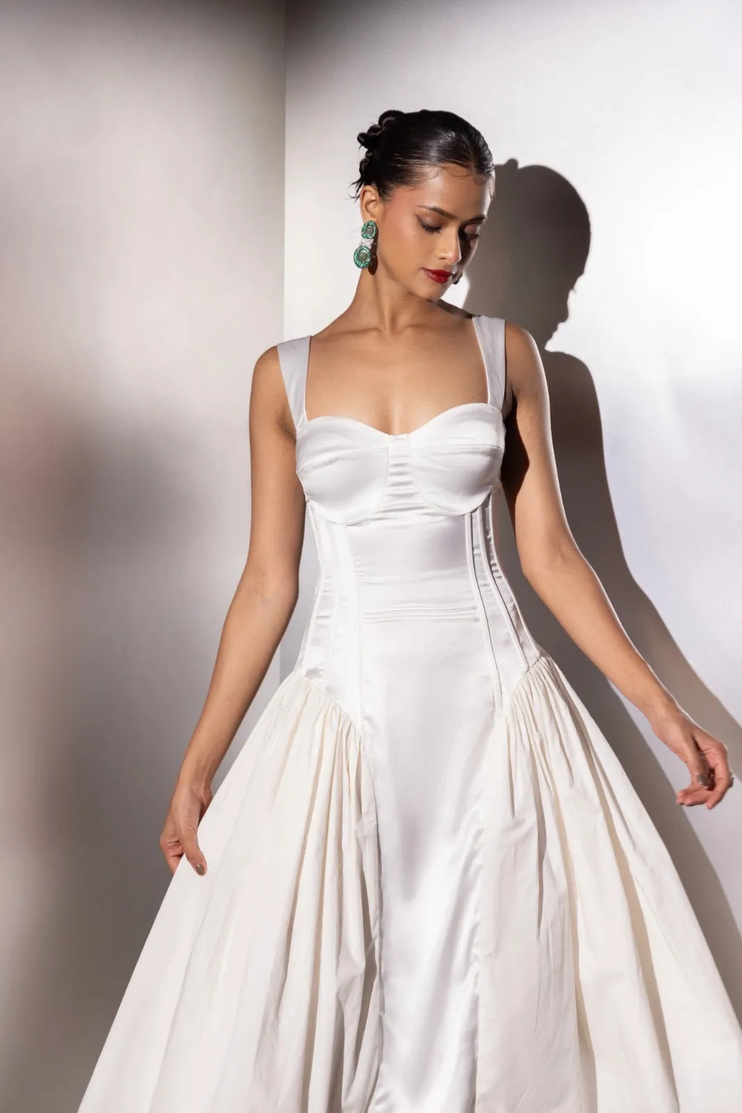 Alter notice - white satin corset dress