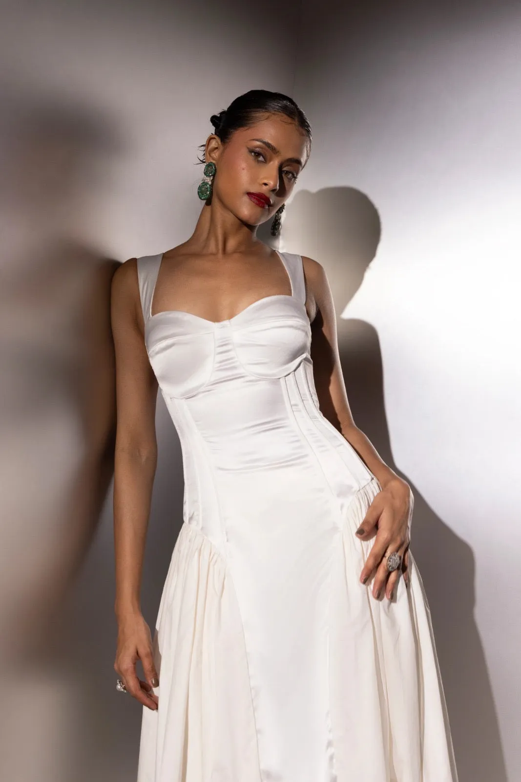 Alter notice - white satin corset dress