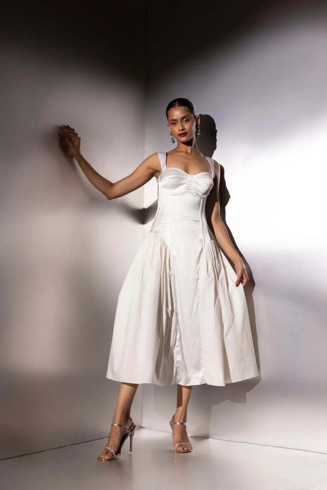 Alter notice - white satin corset dress