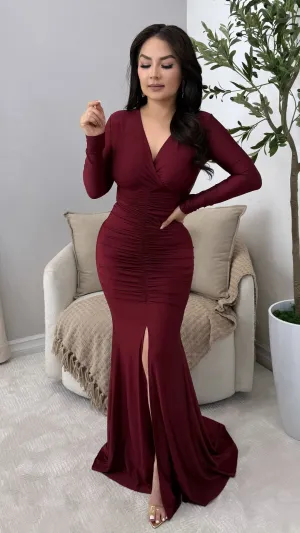 AMOR ETERNO BURGUNDY DRESS