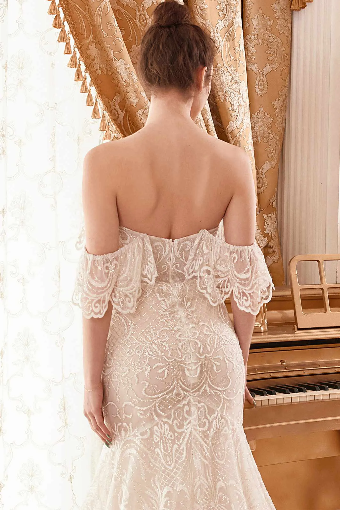 Andrea & Leo A1104 Long Lace Off The Shoulder Mermaid Bridal Gown