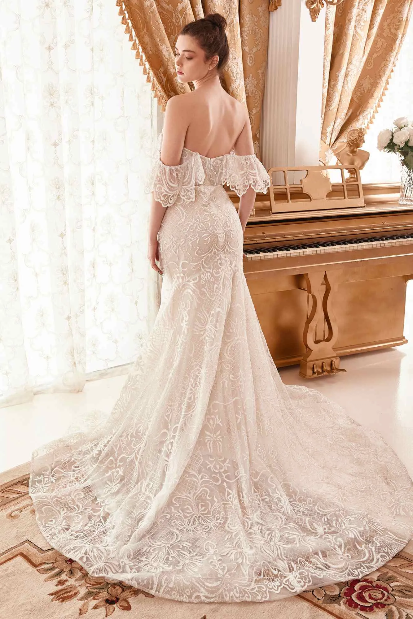 Andrea & Leo A1104 Long Lace Off The Shoulder Mermaid Bridal Gown