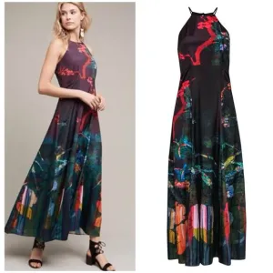 Anthropologie Moulinette Soeurs Cadence Halter Keyhole Multicolor Maxi Dress