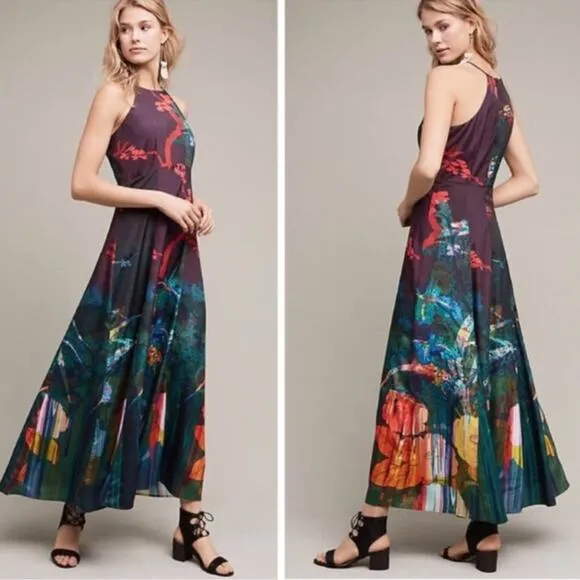 Anthropologie Moulinette Soeurs Cadence Halter Keyhole Multicolor Maxi Dress