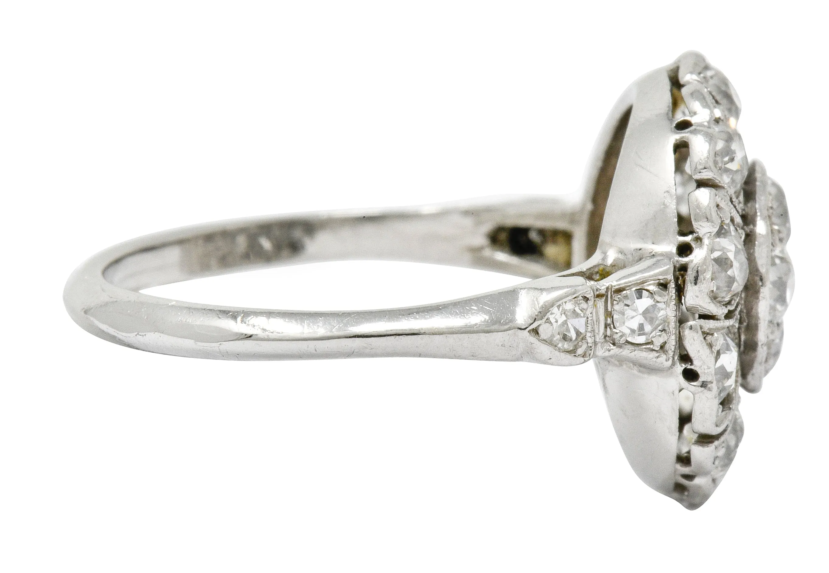 Art Deco Diamond Platinum Radiating Cluster Ring
