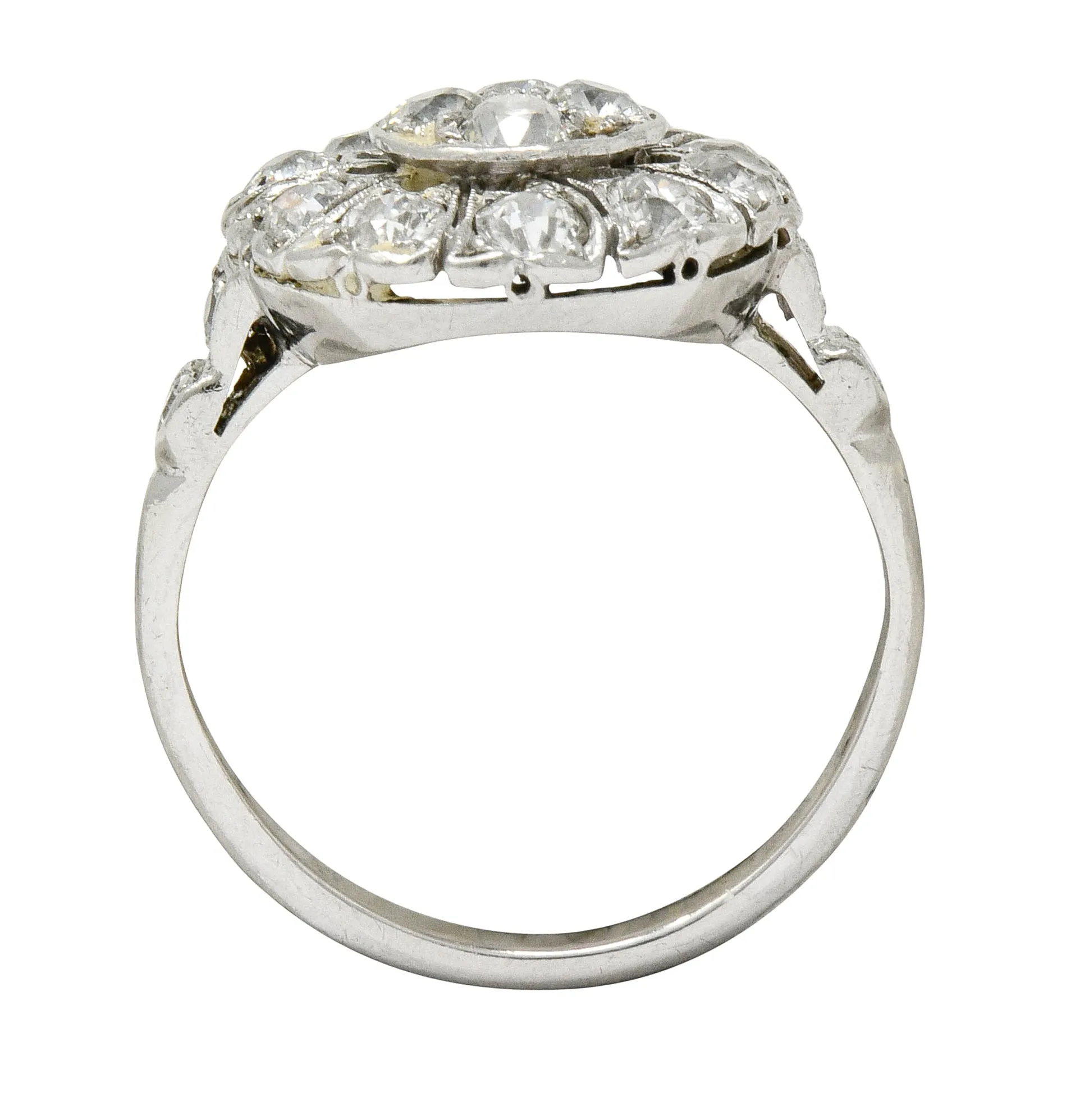 Art Deco Diamond Platinum Radiating Cluster Ring