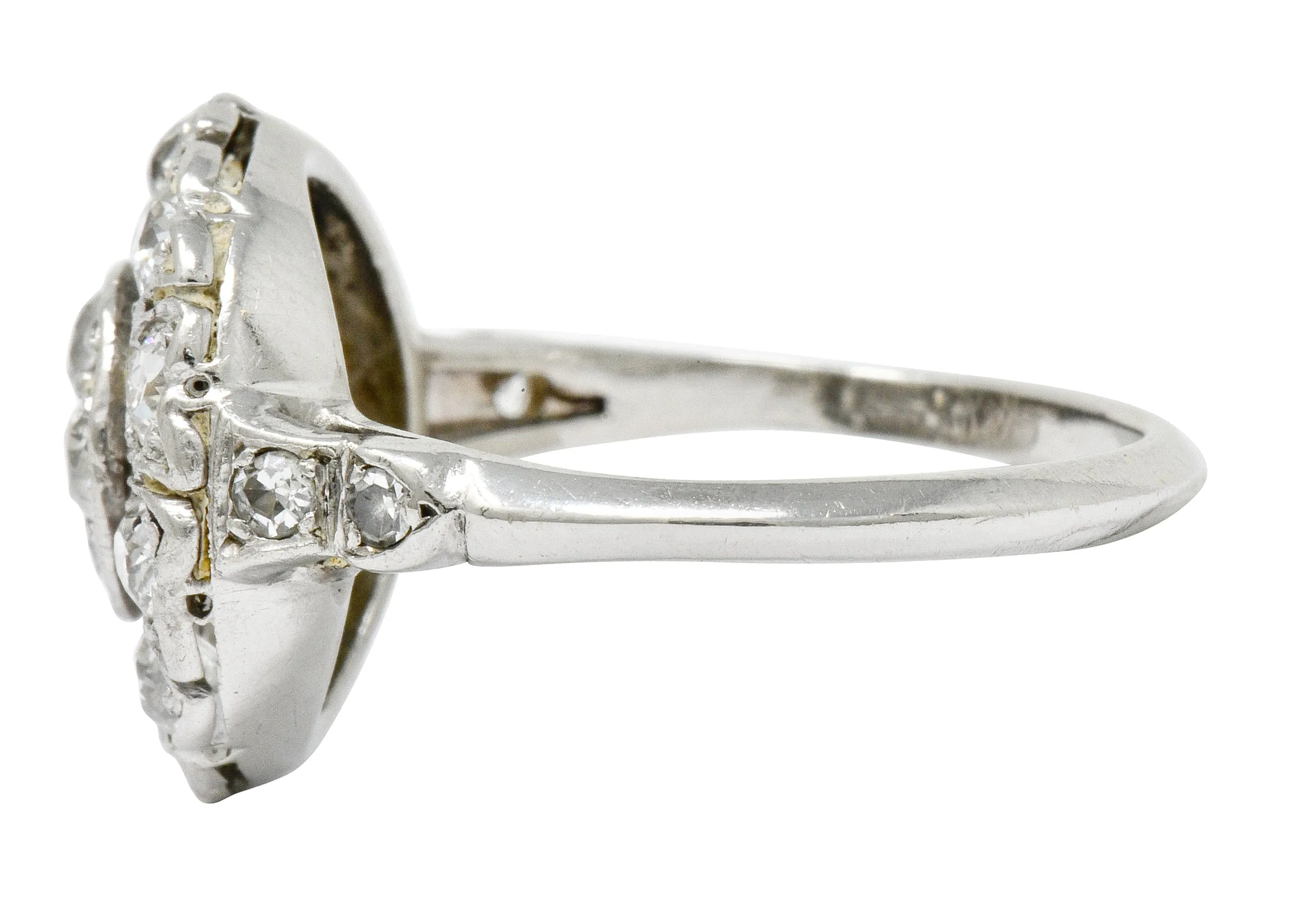 Art Deco Diamond Platinum Radiating Cluster Ring