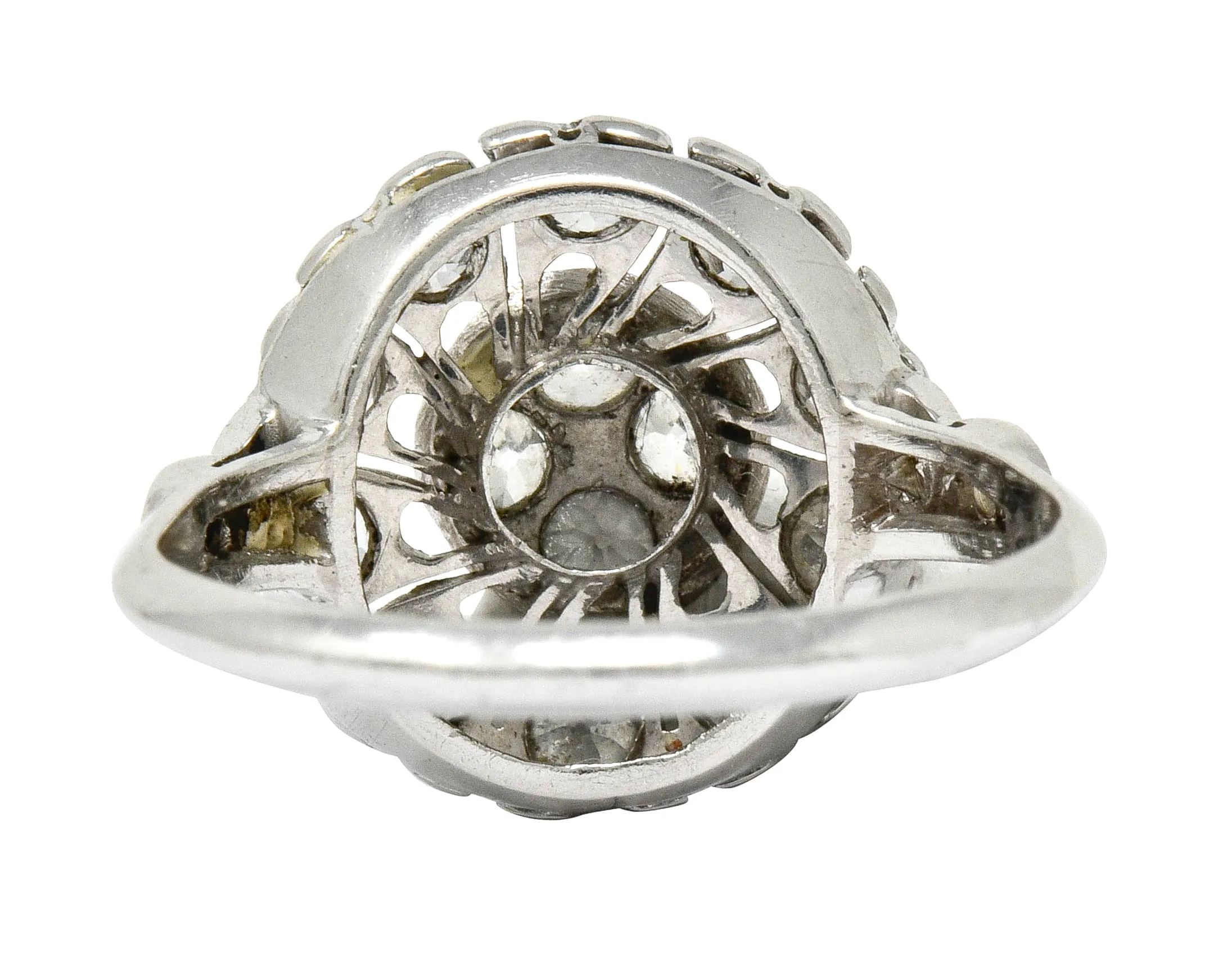 Art Deco Diamond Platinum Radiating Cluster Ring
