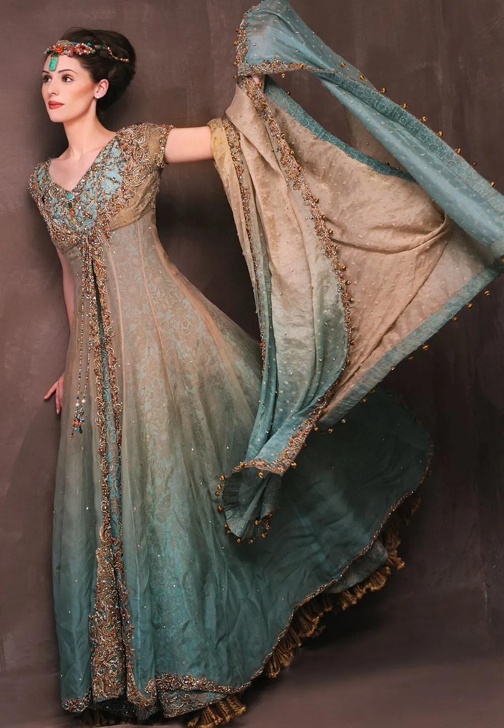 Asian Bridal Frock for Wedding with Embroidery #N7102