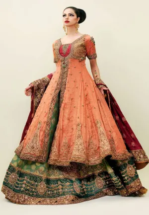 Asian Bridal Frock Lehnga in Orange Color #N7104
