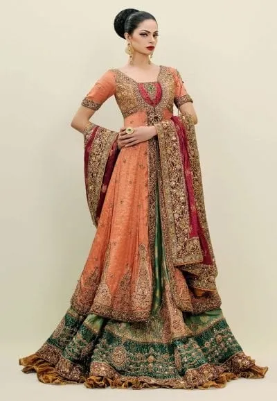 Asian Bridal Frock Lehnga in Orange Color #N7104