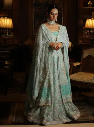 Asian Designer Bridal Lehnga in Turquoise Color #C2055