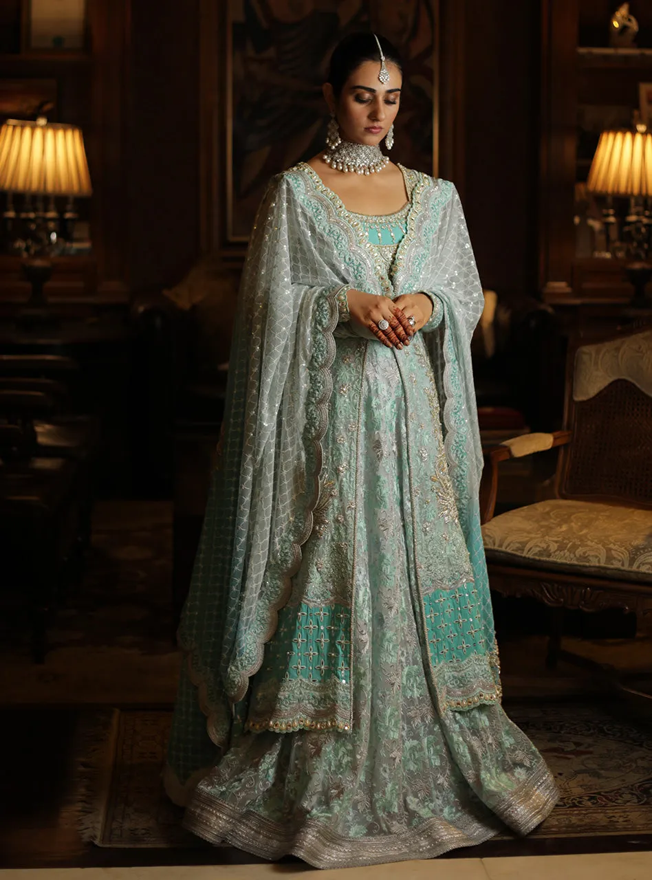 Asian Designer Bridal Lehnga in Turquoise Color #C2055