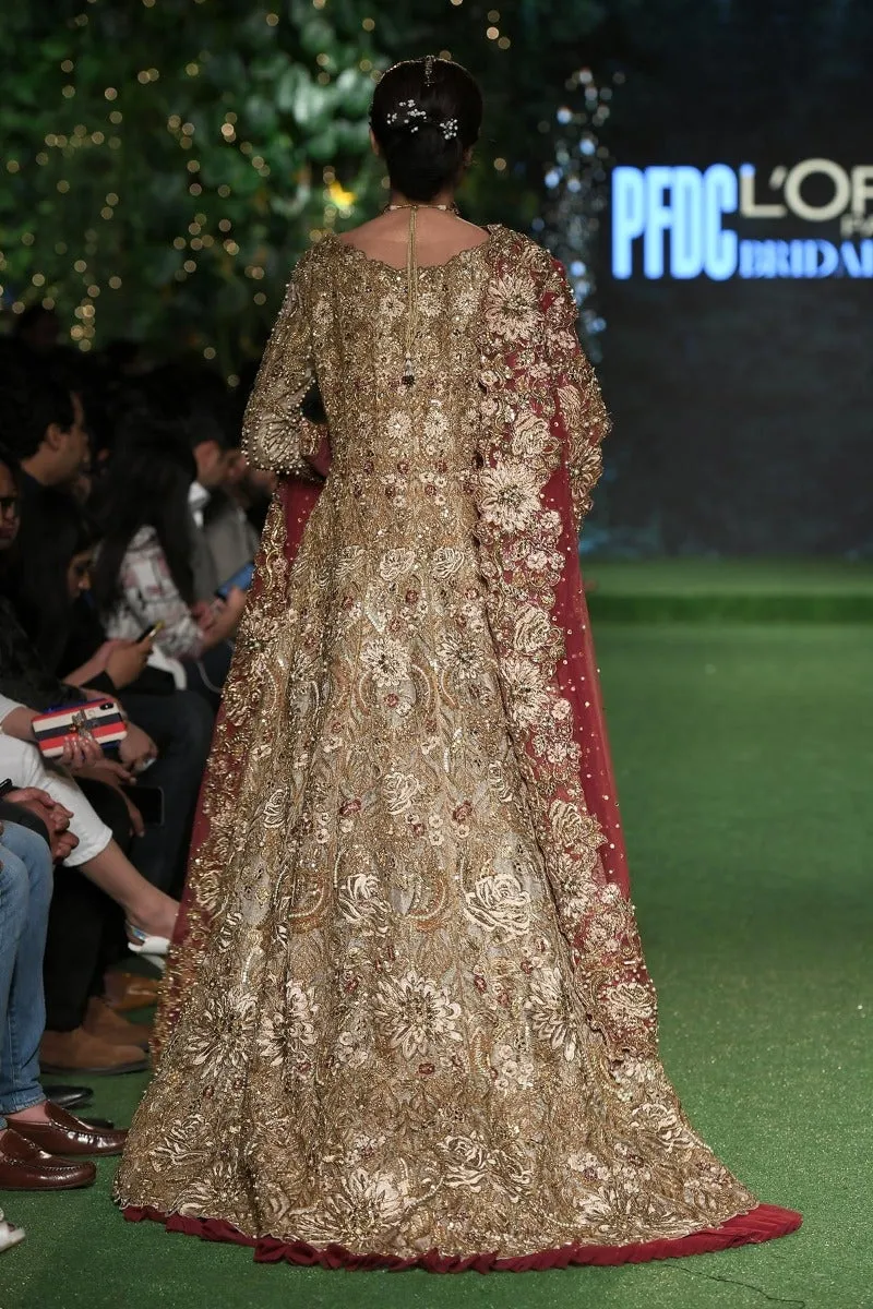 Asian Golden Bridal Lehenga for Wedding #C2084