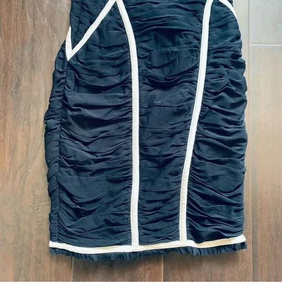 ASOS Vintage Black &amp; Ivory Ruche Bodycon Strapless Cocktail/Wedding Guest Dress