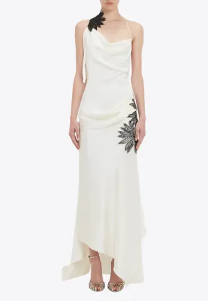Asymmetric Draped Midi Dress