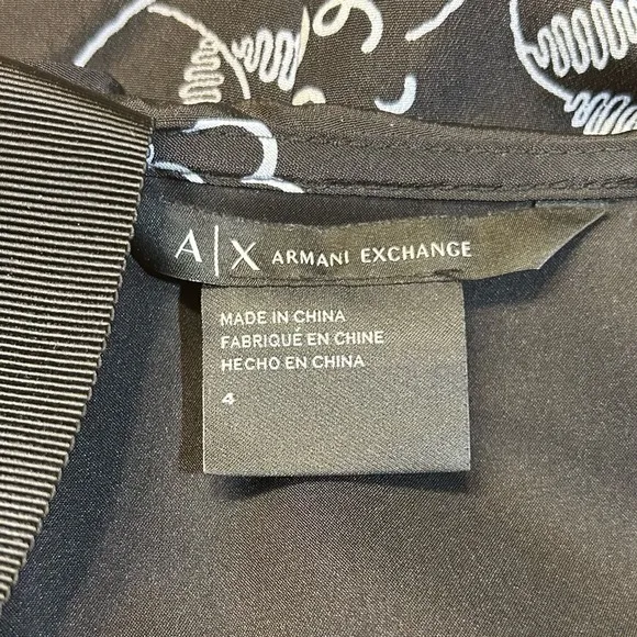 A/X Armani Exchange Black with White Floral Pattern Off the Shoulder Dress