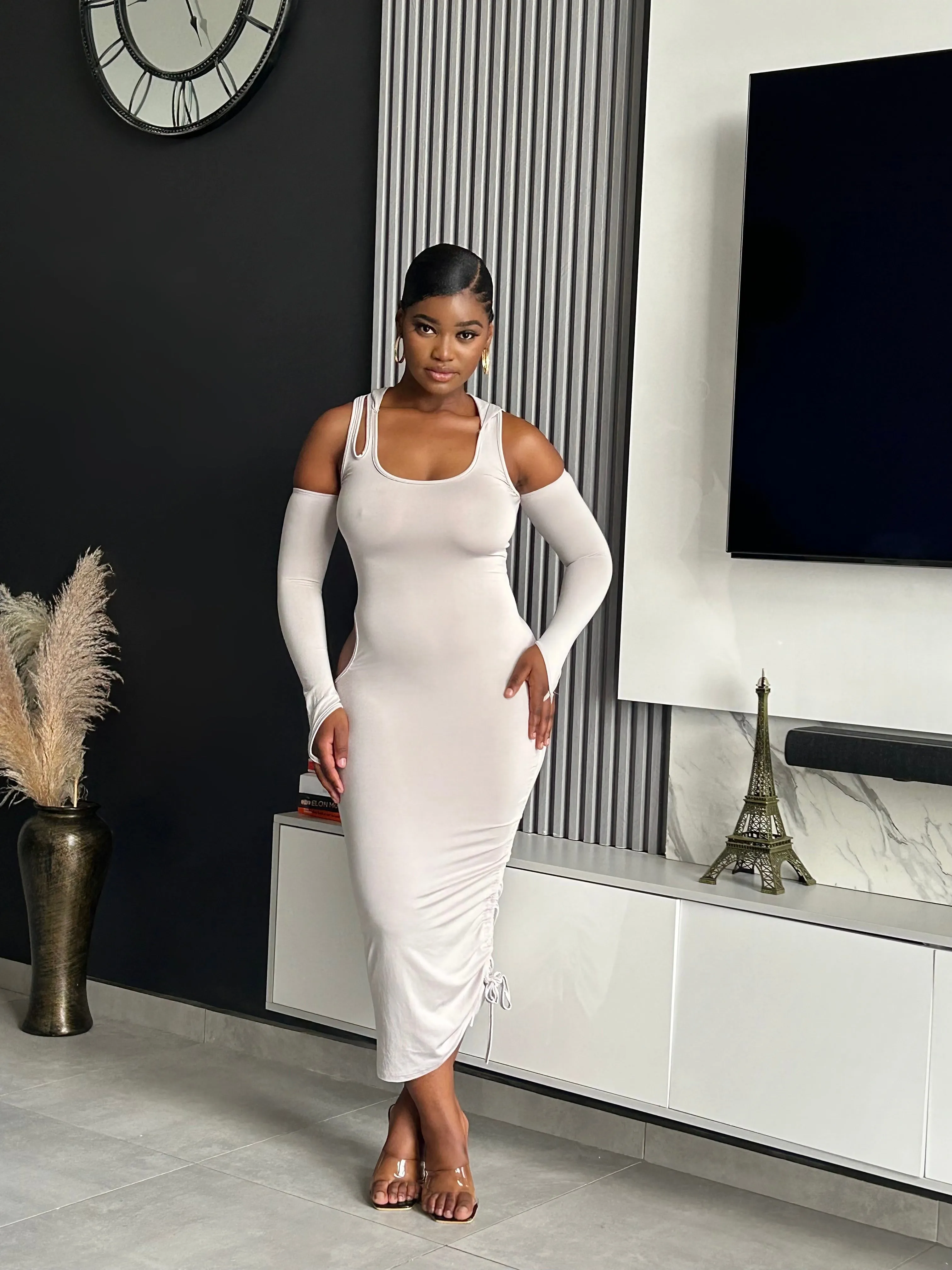 Aziza Ruched Midi Dress