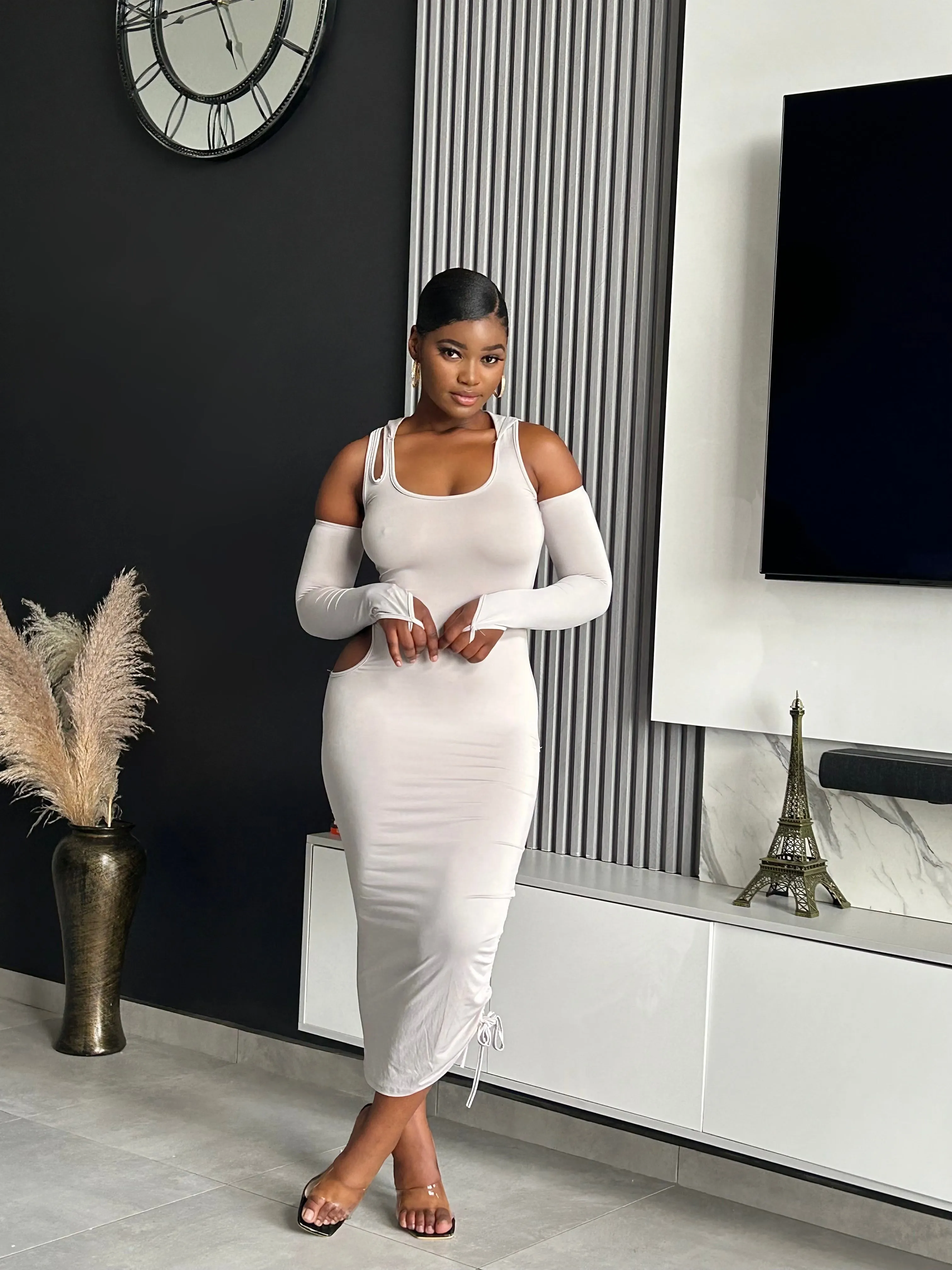 Aziza Ruched Midi Dress