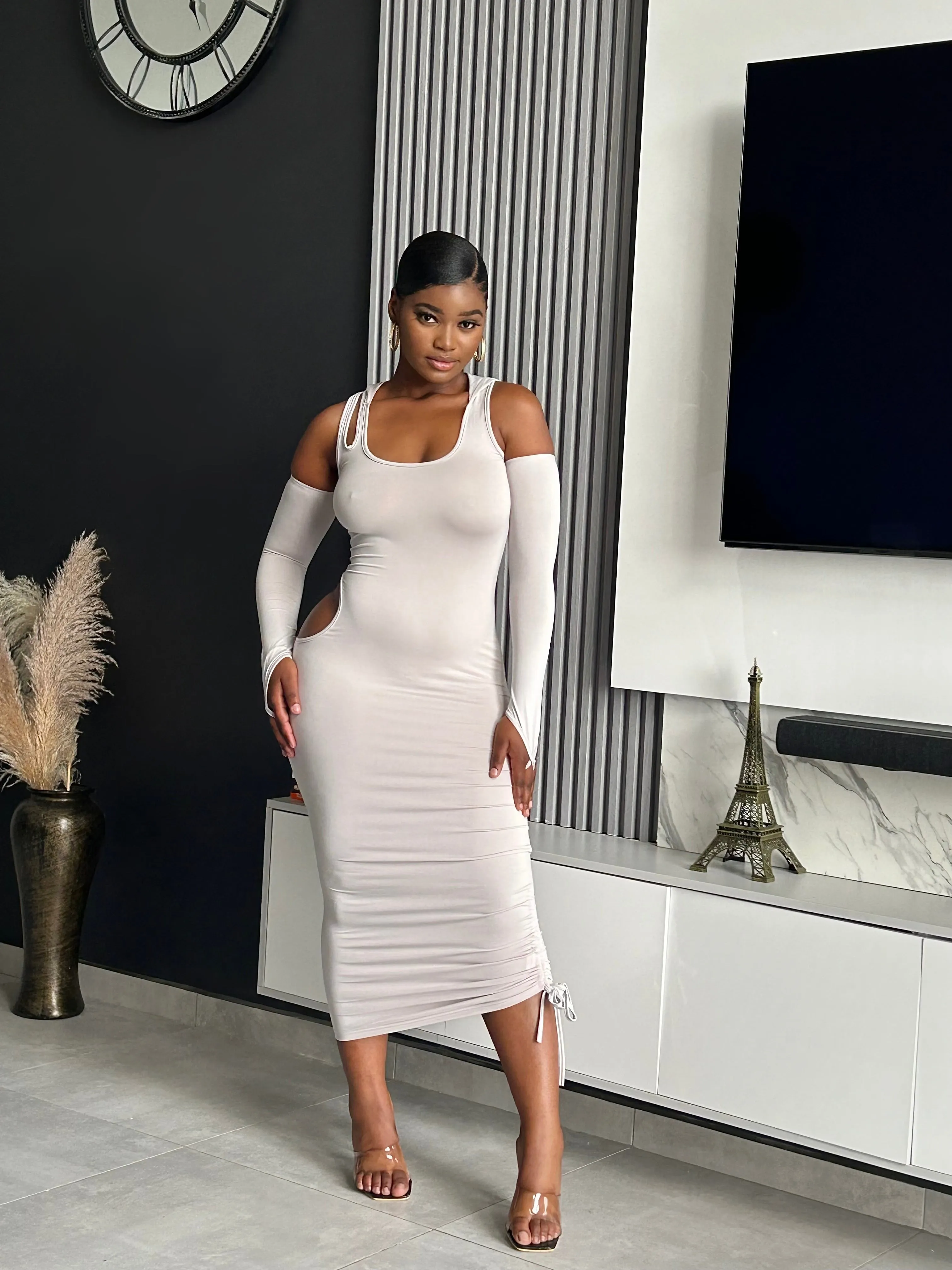 Aziza Ruched Midi Dress