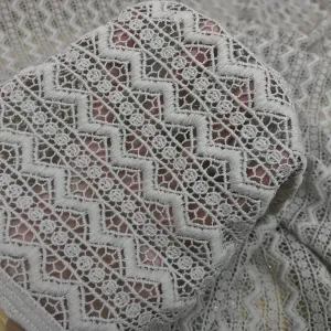 Aztec Cotton Lace Dress Fabric, Taupe