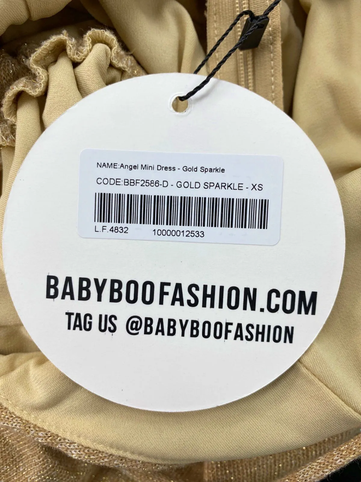 Babyboo Gold Sparkle Angel Mini Dress XS