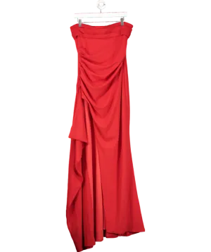 Babyboo Red Ruched Strapless Maxi Dress With Front Slit UK XL