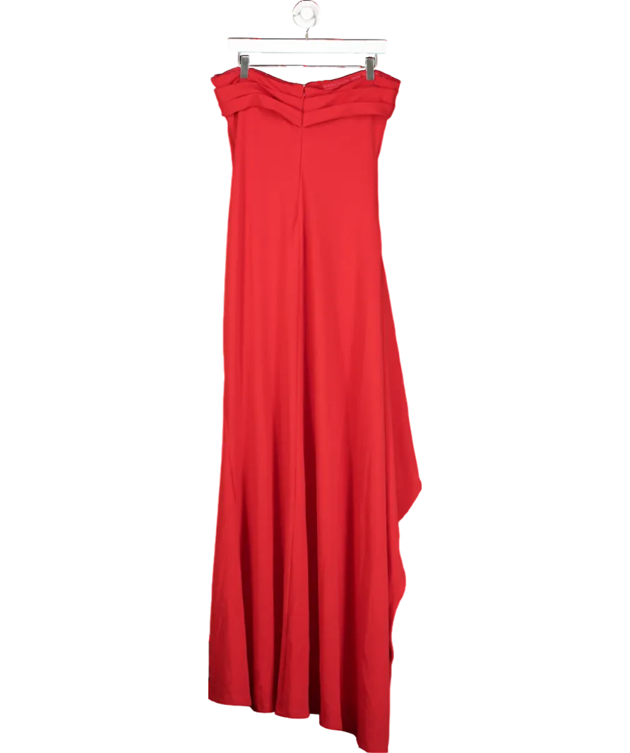 Babyboo Red Ruched Strapless Maxi Dress With Front Slit UK XL